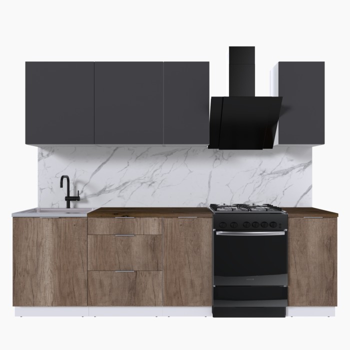 Набор корпусной мебели для кухни " Микс Топ-5" графит серый/дуб каньон/дуб флагстаф темный