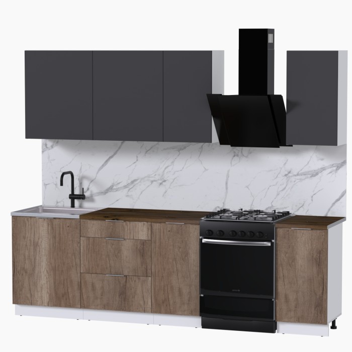 Набор корпусной мебели для кухни " Микс Топ-5" графит серый/дуб каньон/дуб флагстаф темный