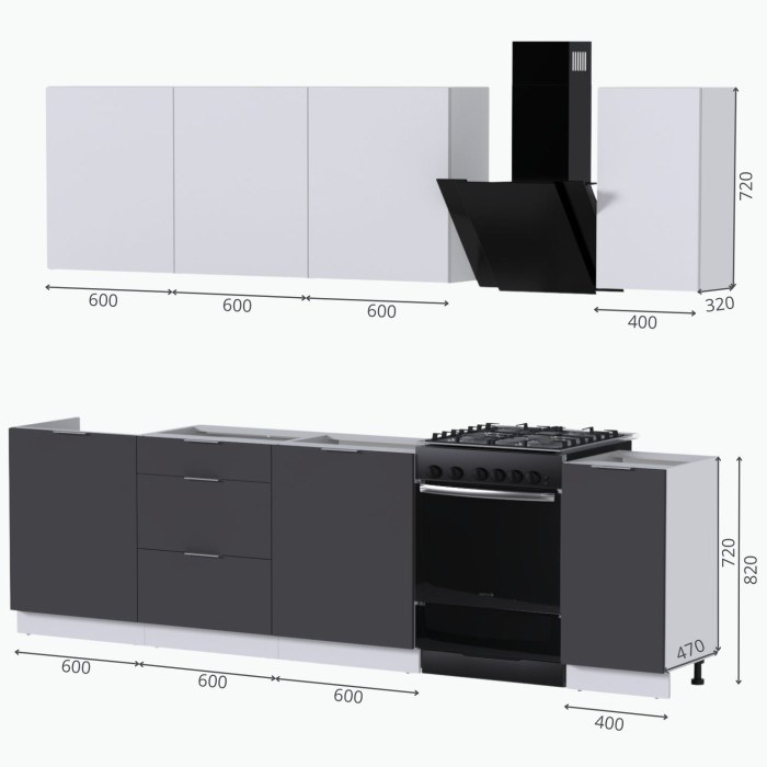 Набор корпусной мебели для кухни " Микс Топ-6" белый премиум