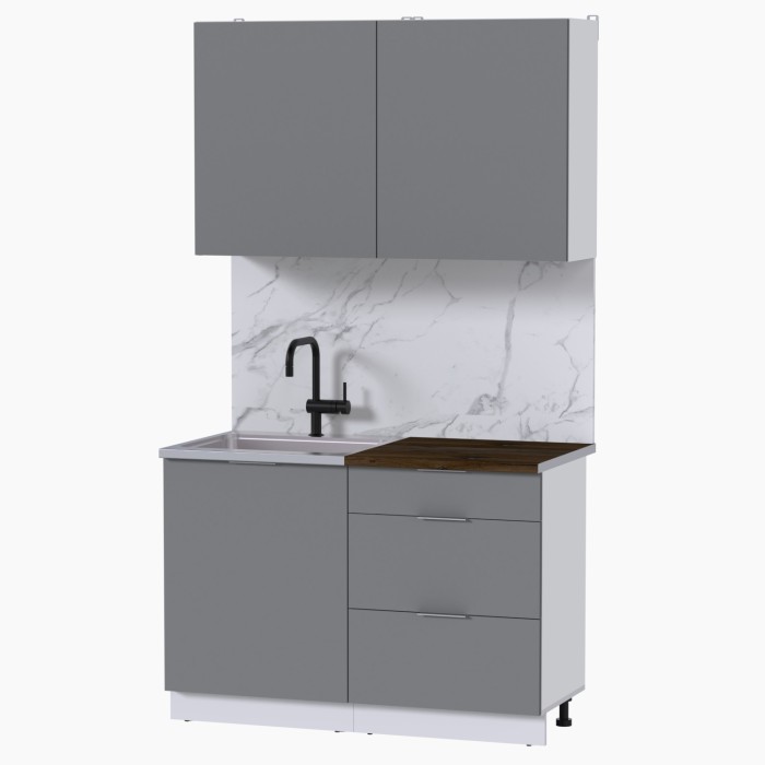 Набор корпусной мебели для кухни " Микс Топ-1" шиншилла серая/ шиншилла серая/дуб флагстаф темный