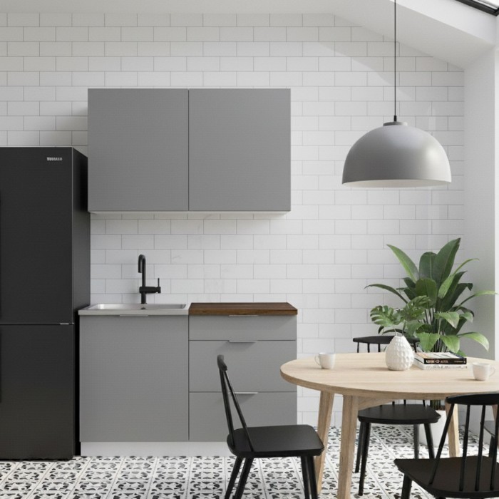 Набор корпусной мебели для кухни " Микс Топ-1" шиншилла серая/ шиншилла серая/дуб флагстаф темный