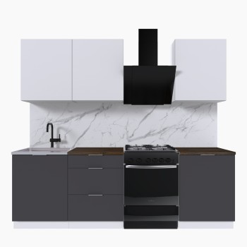 Набор корпусной мебели для кухни " Микс Топ-4" белый премиум/графит серый/дуб флагстаф темный