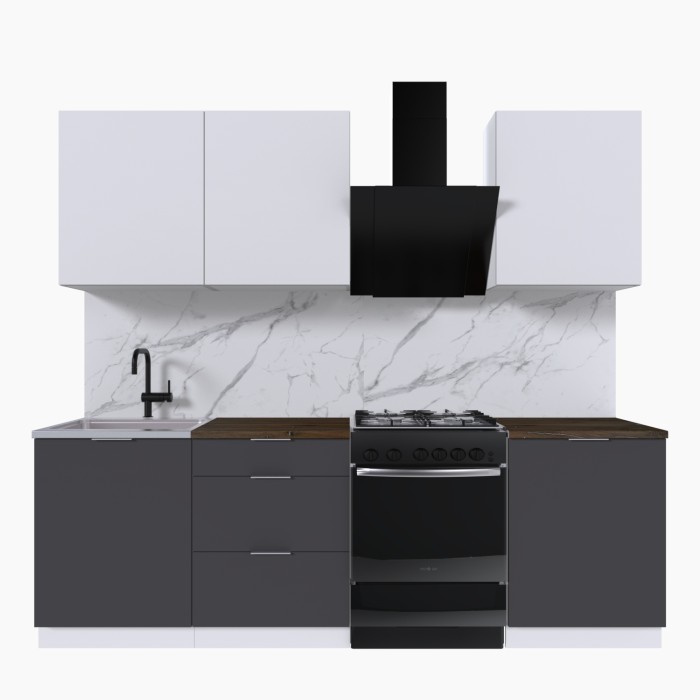 Набор корпусной мебели для кухни " Микс Топ-4" белый премиум/графит серый/дуб флагстаф темный