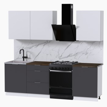 Набор корпусной мебели для кухни " Микс Топ-4" белый премиум/графит серый/дуб флагстаф темный