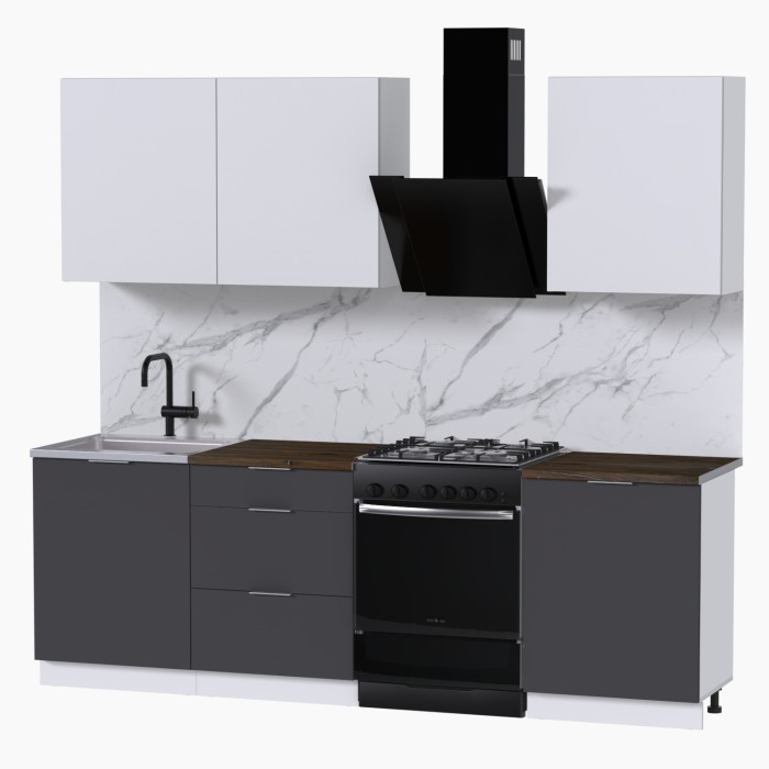 Набор корпусной мебели для кухни " Микс Топ-4" белый премиум/графит серый/дуб флагстаф темный