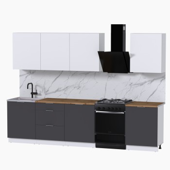 Набор корпусной мебели для кухни " Микс Топ-8" белый премиум/ графит серый/дуб вотан