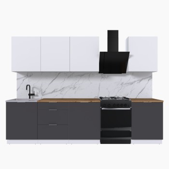 Набор корпусной мебели для кухни " Микс Топ-8" белый премиум/ графит серый/дуб вотан