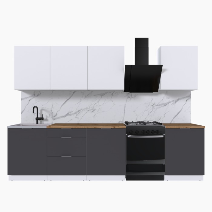 Набор корпусной мебели для кухни " Микс Топ-8" белый премиум/ графит серый/дуб вотан