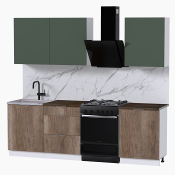 Набор корпусной мебели для кухни " Микс Топ-4" дымчато зеленый/ дуб каньон/дуб флагстаф темный