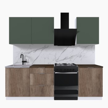 Набор корпусной мебели для кухни " Микс Топ-4" дымчато зеленый/ дуб каньон/дуб флагстаф темный