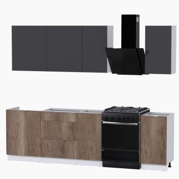 Набор корпусной мебели для кухни " Микс Топ-5" графит серый/дуб каньон