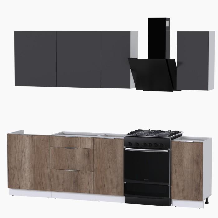 Набор корпусной мебели для кухни " Микс Топ-5" графит серый/дуб каньон