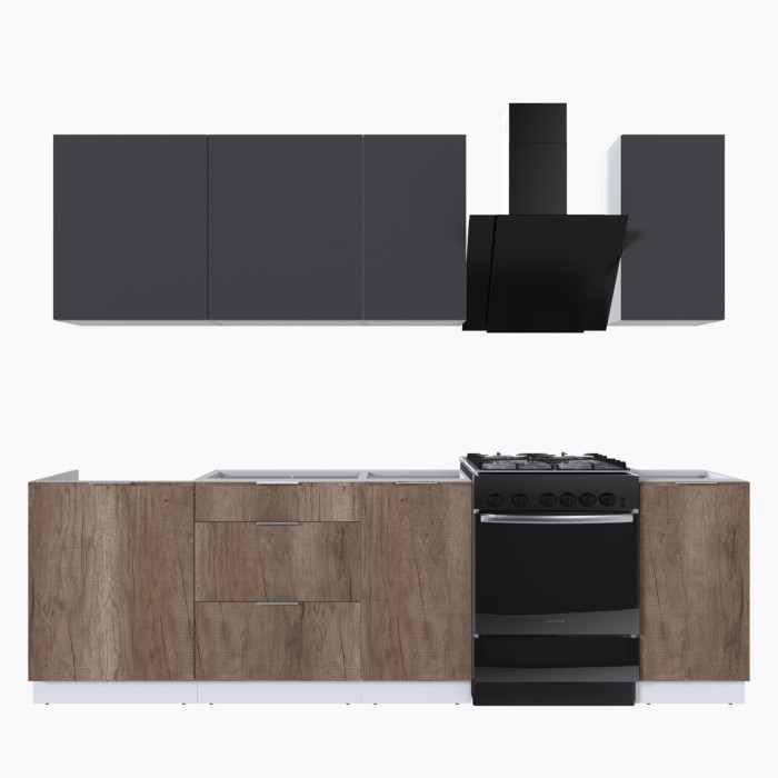 Набор корпусной мебели для кухни " Микс Топ-5" графит серый/дуб каньон