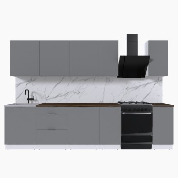 Набор корпусной мебели для кухни " Микс Топ-9" шиншилла серая/ шиншилла серая/дуб флагстаф темный