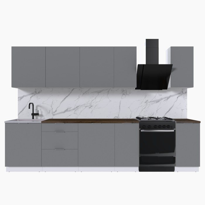 Набор корпусной мебели для кухни " Микс Топ-9" шиншилла серая/ шиншилла серая/дуб флагстаф темный