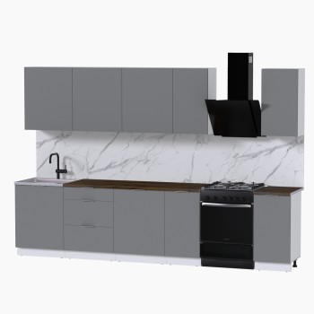 Набор корпусной мебели для кухни " Микс Топ-9" шиншилла серая/ шиншилла серая/дуб флагстаф темный