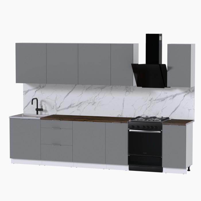 Набор корпусной мебели для кухни " Микс Топ-9" шиншилла серая/ шиншилла серая/дуб флагстаф темный