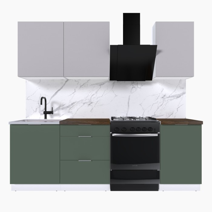 Набор корпусной мебели для кухни " Микс Топ-3" кашемир/дымчато зеленый/дуб флагстаф темный