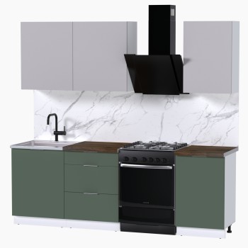 Набор корпусной мебели для кухни " Микс Топ-3" кашемир/дымчато зеленый/дуб флагстаф темный