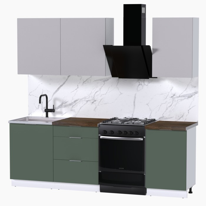 Набор корпусной мебели для кухни " Микс Топ-3" кашемир/дымчато зеленый/дуб флагстаф темный