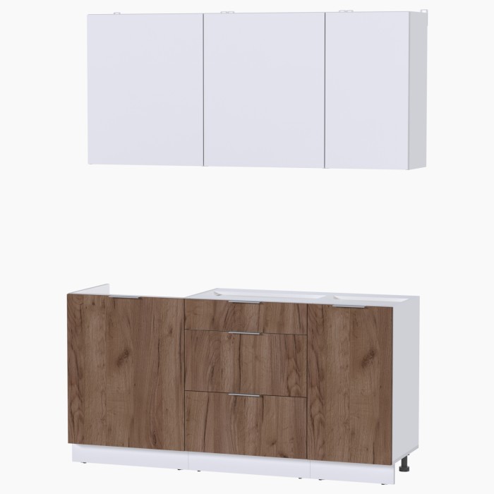 Набор корпусной мебели для кухни " Микс Топ-2" белый премиум/дуб крафт табачный