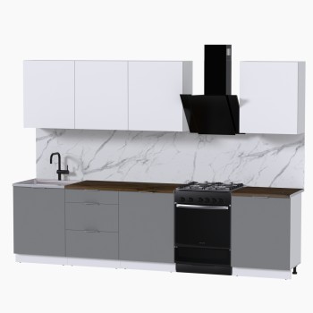 Набор корпусной мебели для кухни " Микс Топ-8" белый премиум/шиншилла серая/дуб флагстаф темный