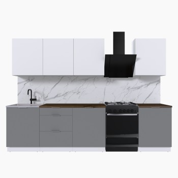 Набор корпусной мебели для кухни " Микс Топ-8" белый премиум/шиншилла серая/дуб флагстаф темный