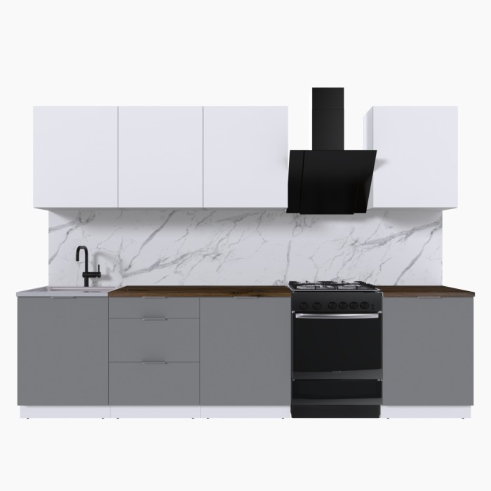 Набор корпусной мебели для кухни " Микс Топ-8" белый премиум/шиншилла серая/дуб флагстаф темный