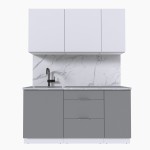 Набор корпусной мебели для кухни " Микс Топ-2" белый премиум/шиншилла серая/мрамор лацио белый