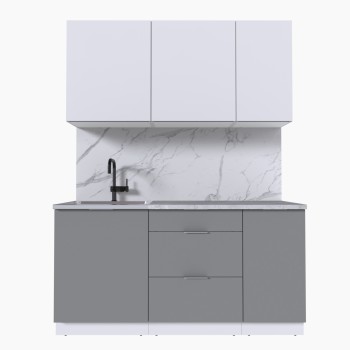 Набор корпусной мебели для кухни " Микс Топ-2" белый премиум/шиншилла серая/мрамор лацио белый