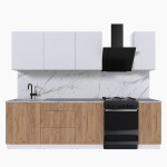 Набор корпусной мебели для кухни " Микс Топ-6" белый премиум/дуб крафт золотой/мрамор лацио белый