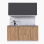 Набор корпусной мебели для кухни " Микс Топ-2" графит серый/дуб крафт золотой/мрамор лацио белый