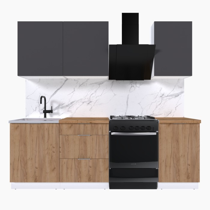 Набор корпусной мебели для кухни " Микс Топ-3" графит серый/дуб крафт золотой/дуб вотан