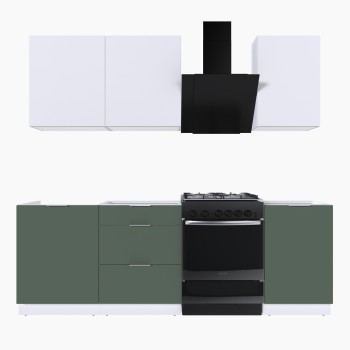 Набор корпусной мебели для кухни " Микс Топ-3" белый премиум/дымчато зеленый