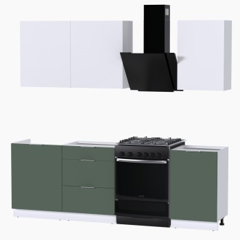 Набор корпусной мебели для кухни " Микс Топ-3" белый премиум/дымчато зеленый