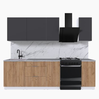 Набор корпусной мебели для кухни " Микс Топ-5" графит серый/дуб крафт золотой/мрамор лацио белый