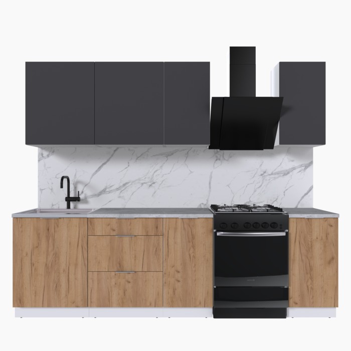 Набор корпусной мебели для кухни " Микс Топ-5" графит серый/дуб крафт золотой/мрамор лацио белый