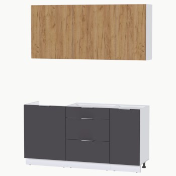 Набор корпусной мебели для кухни " Микс Топ-2" дуб крафт золотой/графит серый