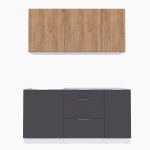 Набор корпусной мебели для кухни " Микс Топ-2" дуб крафт золотой/графит серый