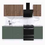 Набор корпусной мебели для кухни " Микс Топ-3" дуб крафт табачный/дымчато зеленый/мрамор марквина