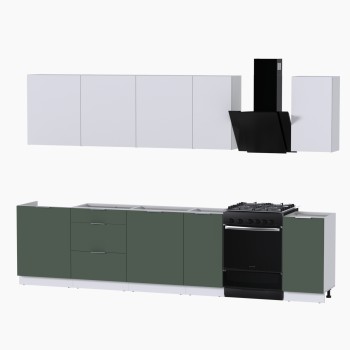 Набор корпусной мебели для кухни " Микс Топ-9" белый премиум/дымчато зеленый