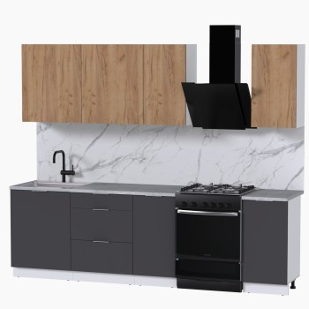 Набор корпусной мебели для кухни " Микс Топ-5" дуб крафт золотой/графит серый/мрамор лацио белый