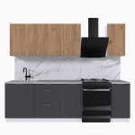 Набор корпусной мебели для кухни " Микс Топ-5" дуб крафт золотой/графит серый/мрамор лацио белый