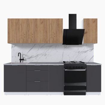 Набор корпусной мебели для кухни " Микс Топ-5" дуб крафт золотой/графит серый/мрамор лацио белый