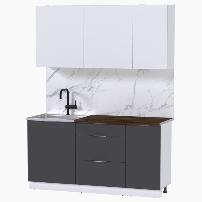 Набор корпусной мебели для кухни " Микс Топ-2" белый премиум/графит серый/дуб флагстаф темный