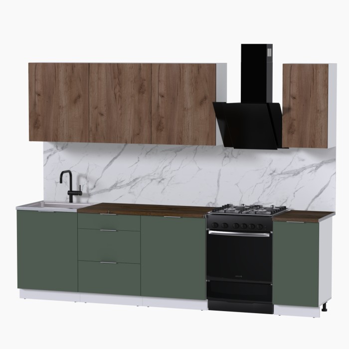 Набор корпусной мебели для кухни " Микс Топ-7" дуб крафт табачный/дымчато зеленый/дуб флагстаф темный