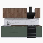 Набор корпусной мебели для кухни " Микс Топ-7" дуб крафт табачный/дымчато зеленый/дуб флагстаф темный