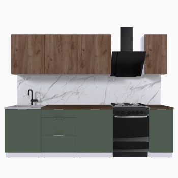 Набор корпусной мебели для кухни " Микс Топ-7" дуб крафт табачный/дымчато зеленый/дуб флагстаф темный