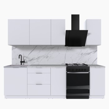 Набор корпусной мебели для кухни " Микс Топ-5" белый премиум/мрамор марквина