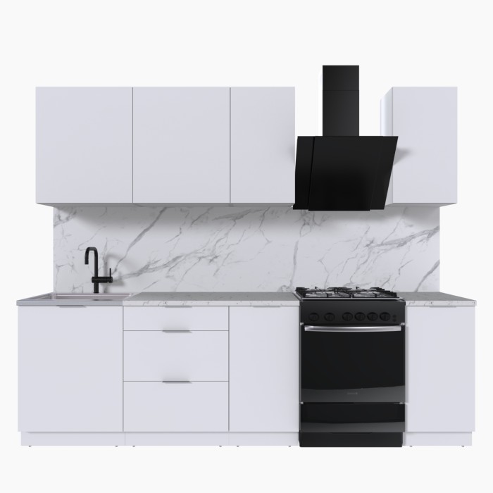 Набор корпусной мебели для кухни " Микс Топ-5" белый премиум/мрамор марквина